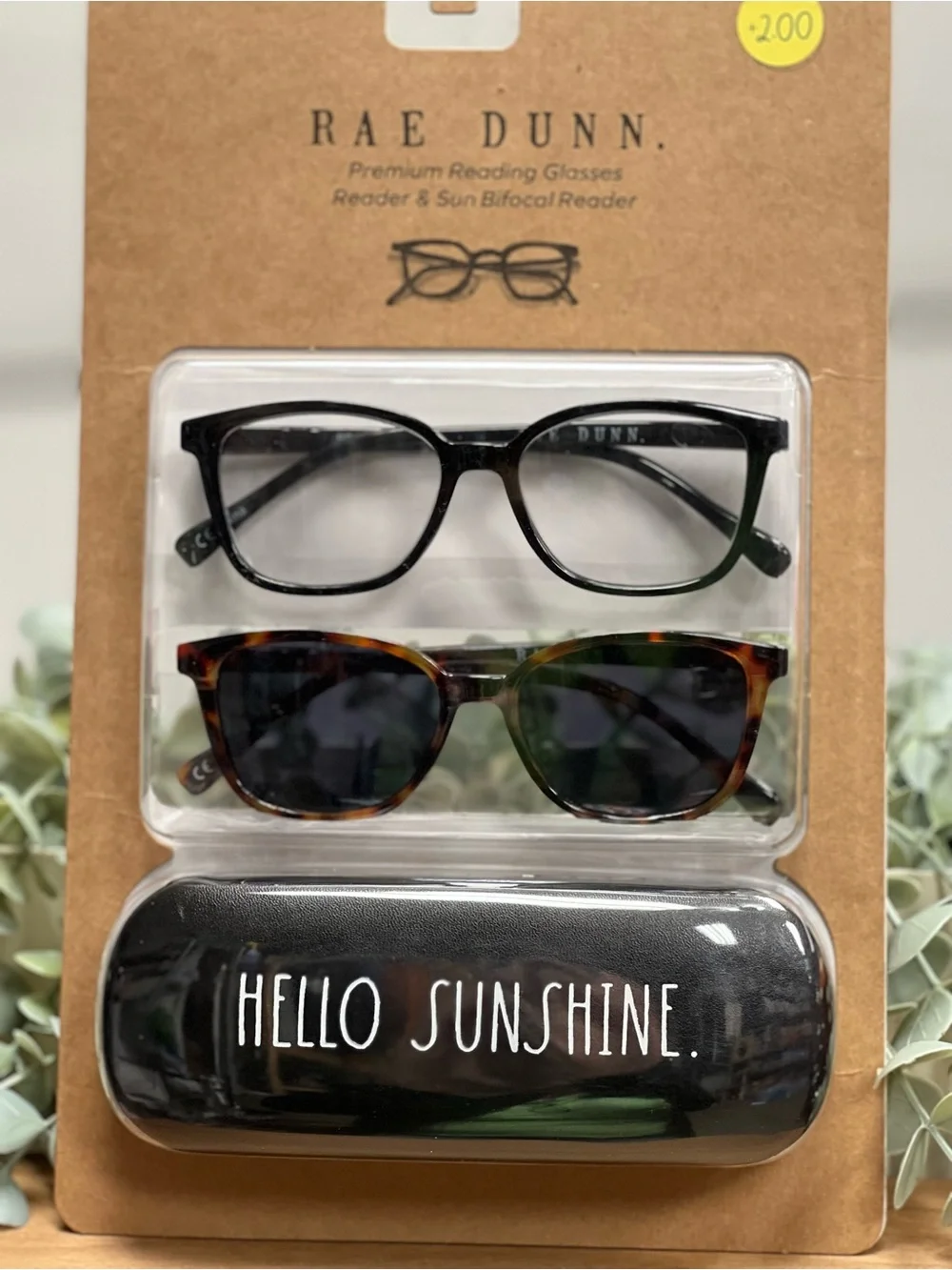 Rae Dunn Women's Black & Tortoiseshell Reading Glasses Set with Case